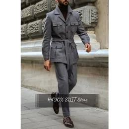 Männer Anzüge Blazer Full Slim Pendel MENS MENS FORMAL NEW -TEIGE -Anzug Casual Fashion Design Gürtel Wolle Wolle Warm im Winter männlich 230814