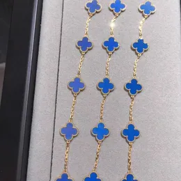 Designer Four-leaf clover top jewelry accessories women Bracelet High Edition Lucky Flower Double sided V gold thickened plating 18k rose gold blue chalcedony