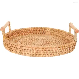 Dinnerware Sets Wicker Tray Round Woven Serving Fruit Coffee Table