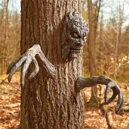 Other Event Party Supplies Tree Bark Face Halloween Outdoor Garden Statue Ghost Sculpture Decor Horror Demon Decoration Haunted House 230814