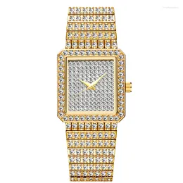 Wristwatches Diamond Square Women Watch Gold Silver Luxury Ladies Dress Quartz Casual Simple Couple Dames Horloges