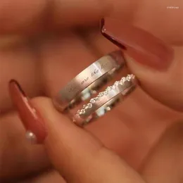 Pierścionki ślubne wykwintne proste srebrne kolory pary pierścionka mężczyźni i kobiety walentynkowe prezent urodzinowy biżuteria