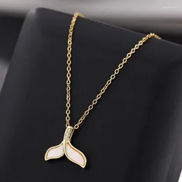 Pendant Necklaces 316L Stainless Steel Mermaid Tail Necklace For Women Korean Fashion Charm Party Birthday Shell Fish Jewelry Gift