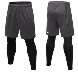 Pantaloni da due pezzi stretti e falsi LU LL Pantaloni da basket da esterno ad alta elastica con tasca con zip
