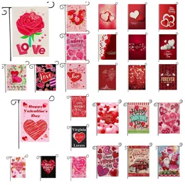 Valentine's Day Garden flag courtyard romantic flower love party Flags welcome yard Banner linen material P40