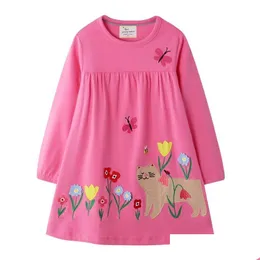 Mädchenkleider Katze Applique Mädchen Baumwolle Prinzessin Langarm Babykleid Tiere Kinder Kostüm Party süß 210727 Drop Lieferung ki dhp9o