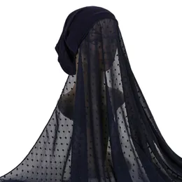 Hijab istantanea con cappellino pom pom bubble pearl chiffon jersey sciarf cofano velo velo a scialle di scialle arvo