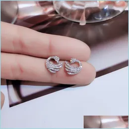 Earring Back Fashion Cygnet Earrings Female S925 Sier Needle Allergy Simple Elegant Net Red New Studs For Women Jewelry Drop Delivery Dhk5M