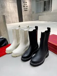 Luxury Designer Boots Autumn and Winter New Tight Fit Leather Thick Sole Thick Heel Chelsea Short Boots Simple and Handsome Motorcycle Boots