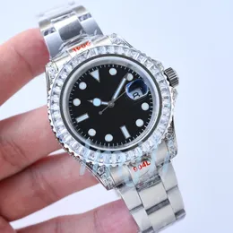 Mens Watches 고급 다이아몬드 시계 자동 기계식 41mm 풀 스테인레스 스틸 방수 시계 Luminous Sapphire Wristwatches Montre de Luxe