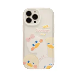 Cartoon Cute Duck Phone Case Suitable for 15 13 14Pro 12 XSMAX Women 8p Cute XR Transparent 11 Case