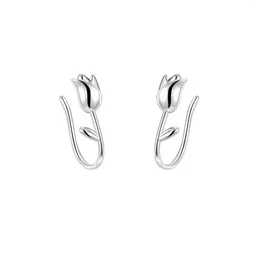 Brincos de costas S999 Sterling Silver Hypoalergenic Mini Tulip Hook Metal Declarent