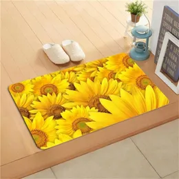 Carpets Home Decor Door Carpet Flannel Doormat Mat 40x60cm Non-slip Floor Sunflower Print For Entrance Tapis Kitchen