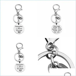 Keychains Lanyards Originality Letter Key Buckle Pendant Keys Chain Remember I Love You Dad Mom Stainless Steel 4 5Yb Y2 Drop Delive Dhmnk