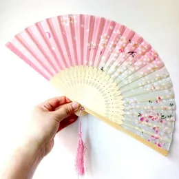 11 Kinds Wedding Folding Fan Classical Chinese Wind Hand Fan Japanese Silk Dance Cherry Fan