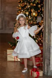 Vestidos de menina Ivory Branco fofo de cauda destacável Vestido de flores Casamento de crianças