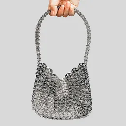 Metallic Sequin Underarm Shoulder Bag High Quality Luxury Designer Handbags for Women New Aluminum Sheet Silver Purses