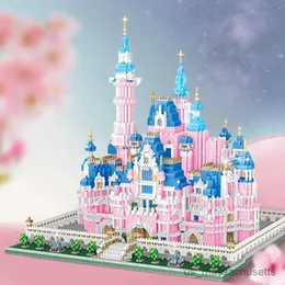 Blocchi 6718pcs Architecture Amusement Park Building Buildings Building Pink Princess Castle 3D Mini Diamond Blocks for Children R230814