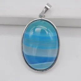 Pendanthalsband blå vener karnellisk sten pärla ovala smycken för kvinna gåva s927