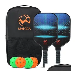 Tennisracketar pickleball paddlar USApa Appd Set Honeycomb Core 4 Balls Portable Racquet Er Carrying Bag Gift Kit inomhus utomhus Dro Dhhn3