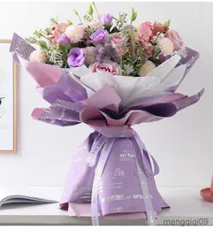 غلاف الهدايا 20pcs ورقة غلاف زهرة إنجليزية جديدة ذات ألوان ثنائية الوجهين على الوجهين ورقة التغليف الكورية باقة الأزهار سميكة 58cmx58cm R230814
