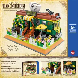 Blocks 1081pcs Mini Brick Train Coffee House Blocks Cafe Corner Street View Building Blocks Toys For Children Gifts Toy R230814