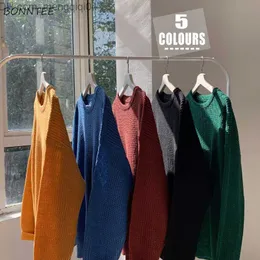 Men's Sweaters Men's 5-color Casual Ulzzang Students Ins Knitted Vintage Solid O-Neck Soft Spring New Full Matching Loose Fit Z230814