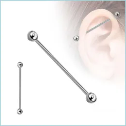 Stick 1pc Stahl Stahl Industrial Ohrring Piercing Langhantel Bar Gerüst Ohrknorpel Helix 14G Gold Sier Color Body Schmuck 1876 Q2 Drop de dhcmv