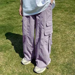 Calça masculina gelo protetora solar de seda calças de carga masculina Multi Pocket Straight Dry Dry City 'calças de rua moda de rua