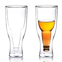 Vetro creativo doppia tazza di birra in vetro tazza da bevanda fredda tazza di personalità tazza di acqua può stampare logo