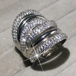 Pierścienie klastra Big 925 Srebrny palec koktajlowy dla kobiet luksus 238pcs symulowany obraz Diamond Paint