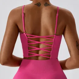 Yoga Outfit CUTIES Seamless Ribbed Gym Sports Bra Women Fitness Crop Top Free Shippping Sexy Crisscross Active Underwear Bralette 2023