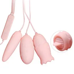 Zabawki seksu Massager Vibrator 10 Tryby USB 3IN1 Vibrat Egg G-punkt masaż doustny lizanie łechtaczki stymulator erotyczny dla kobiet