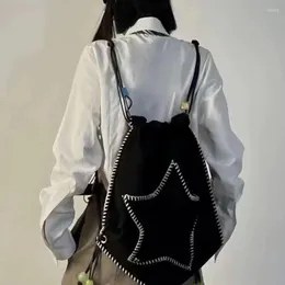 Школьные сумки черная звезда рюкзаки рюкзаки, женщины, мужские винтажные модные школьные сумки, корейская повседневная уличная одежда Y2K Эстетическая сумка кроссба
