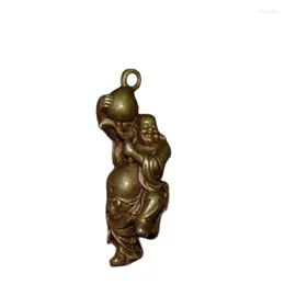 Decorative Figurines Chinese Laughing Buddha Maitreya Pendant Necklace Buddhist Bronze Lucky Amulet Jewelry Gi