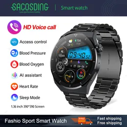NFC Akıllı Saat Erkekleri GT3 Pro AMOLED 390*390 HD Ekran Kalp Hızı Bluetooth Çağrı IP68 Su geçirmez Spor Huawei Xiaomi 2023 Mens Saatleri Ücretsiz Kargo