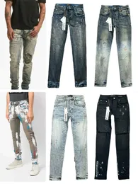 Jeans de marca roxa Novo lançamento designer Jeans Jeans Genuine Medn Designer Antiening Slim Fit Casual Jeans970