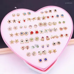 Bolzenohrringe WLP 36Pairs Metall Strasson Bow Herz Geometrisch Piercing Set Women Girl Einfacher koreanischer Mode Ohrringschmuck