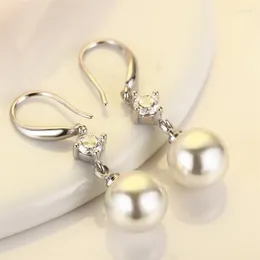 Dangle Ohrringe Klassische silberplattierte Simulation Perle Drop Braut Hochzeit Ohrring Engagement Schmuck Frauen Jubiläum Geschenke