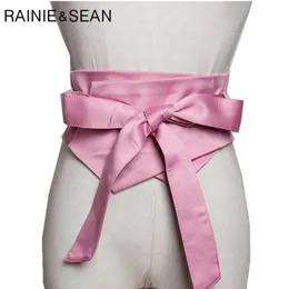 Andere Modezubehörgürtel Rainie Sean Pink Wide Gürtel Frauen selbst binden Korsett Cummerbund Frauen Frauen Vintage Damen für Dressaccessoires 230814
