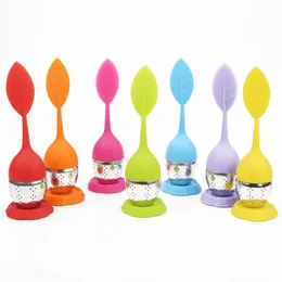 차 Infuser Silicone 손잡이 스테인리스 스틸 스트레이너 드립 트레이 포함 - 느슨한 티 가파른 Infuser Loose Leaf 또는 Herbal Tea Gaxef