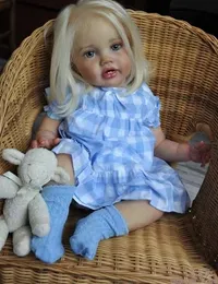 Dolls NPK 24inch巨大な赤ちゃんの幼児の生まれ変わったLottie Princess Girl Realistic Doll未完成の部品布の体と目230814