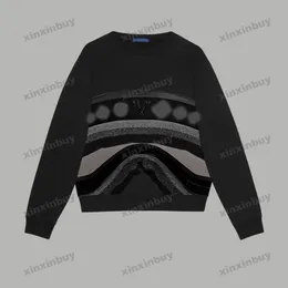 Xinxinbuy Männer Frauen Designer Sweatshirt Textur Buchstaben Graffiti Druckpullover grau blau schwarz weiß XS-2xl