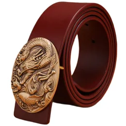 Other Fashion Accessories Belts Chinese stylish smooth buckle dragon belt for mens belts luxury solid brass full grain cowhide genuine leather strap camel 230814