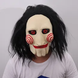 Parti Maskeleri Film Soy testere katliamlı jigsaw kukla peruk saçlı lateks ürpertici Cadılar Bayram