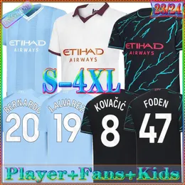 23 24 oyuncu versiyonu haaland mans şehirleri futbol formaları Phillips Grealish de Bruyne Foden 2023 2024 Manchesters Futbol Gömlek Erkek Çocuk Kiti Alvarez Final Rodrigo