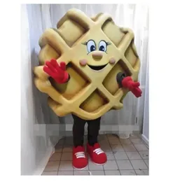 Prestanda Tasty Waffle Props Mascot Costume Halloween Birthday Party Advertising Parade Vuxen Använd utomhusdräkt