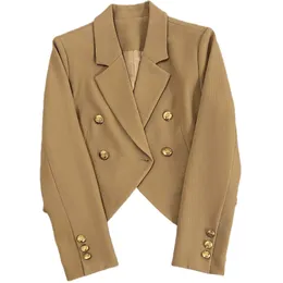 Womens Suits Blazers Spring Camel Color Female Suit Coat Highclass Doublebreasted Fashionable Versatile Trend 230815