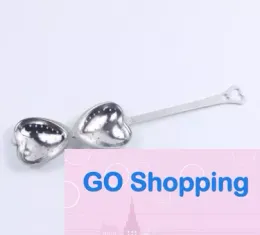 100 Stück Edelstahl herzförmige Herzform Tea Infuser Solle Filter Löffel Löffel Hochzeitsfeier Geschenk Gunst Qualität