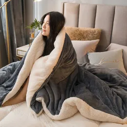 Coperte di lancio in lana mantieni le coperte del letto invernale calde coperte a doppia faccia del piumino a doppio lato copertura da campeggio da letto a doppio letto sul letto 230814